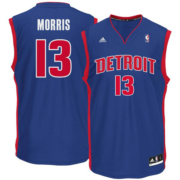Maillot Detroit Pistons Homme Marcus Morris 13 adidas Road Réplique Bleu